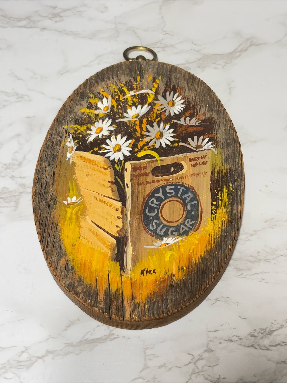Hand-Painted Rustic Wood Wall Art - Daisy’s in a sugar box